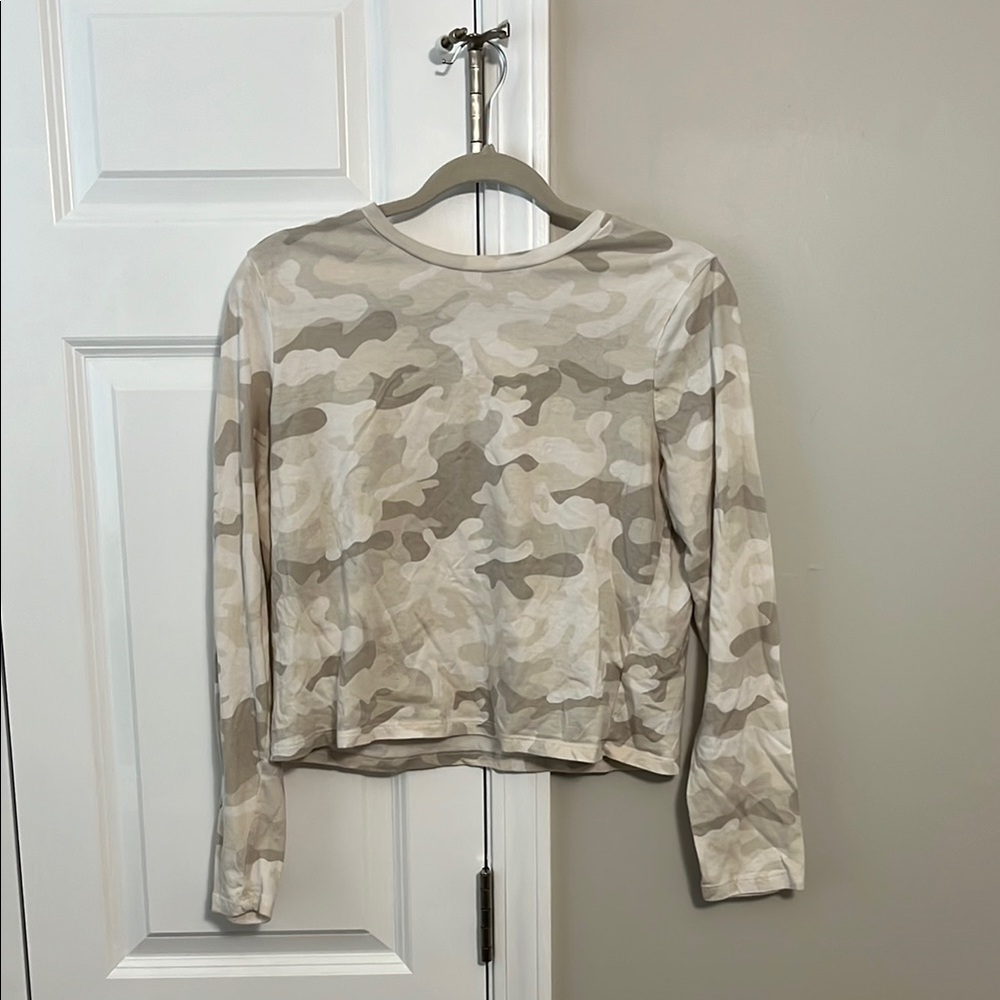 GAP Tan and Cream Fitted Cropped Long Sleeve